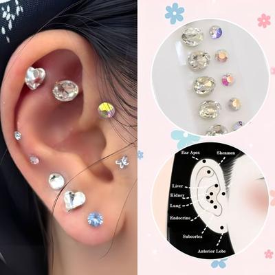 Worthbuy - Rhinestone Ear Acupuncture Point Magnetic Beads Sticker