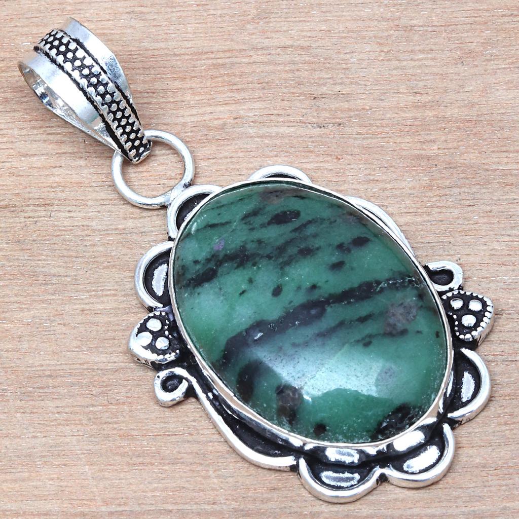 Pendant Ruby Zoisite Gemstone Handmade Gift For Her Silver Jewelry 2"