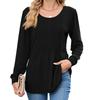 Fall Winter New Women's Solid Color Crew Neck Striped Loose Long Sleeve T-shirt Top, Leisure Leisure Foreign Trade for Europe America