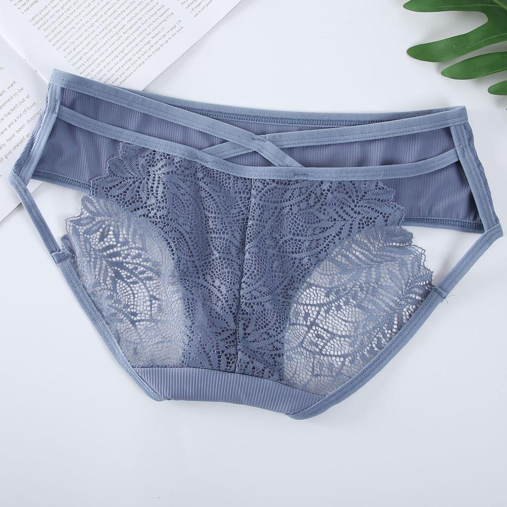 Erotic Panties Sexy Briefs Women Butt Lift Mid Waist Racerback Hollow Out Lace Women's Lingeries Boudoir Breathable Ice Silk Underwear