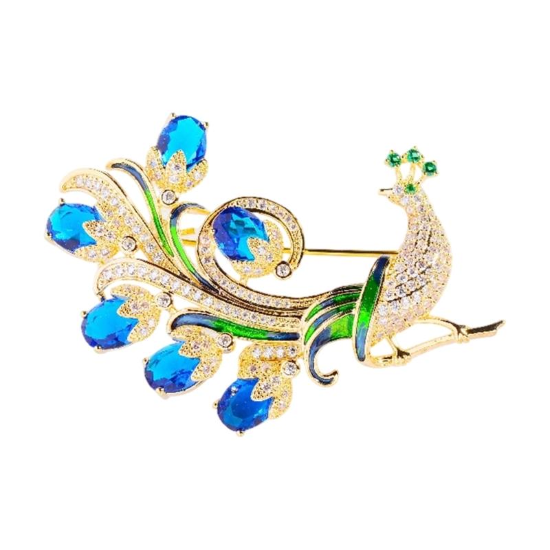 

Compact Peacocks Brooch Lightweight 11g Crafted from Sturdy Alloy Featuring Elegant Motifs Perfect for Enhancing Scarves or Fashion Ensembles.