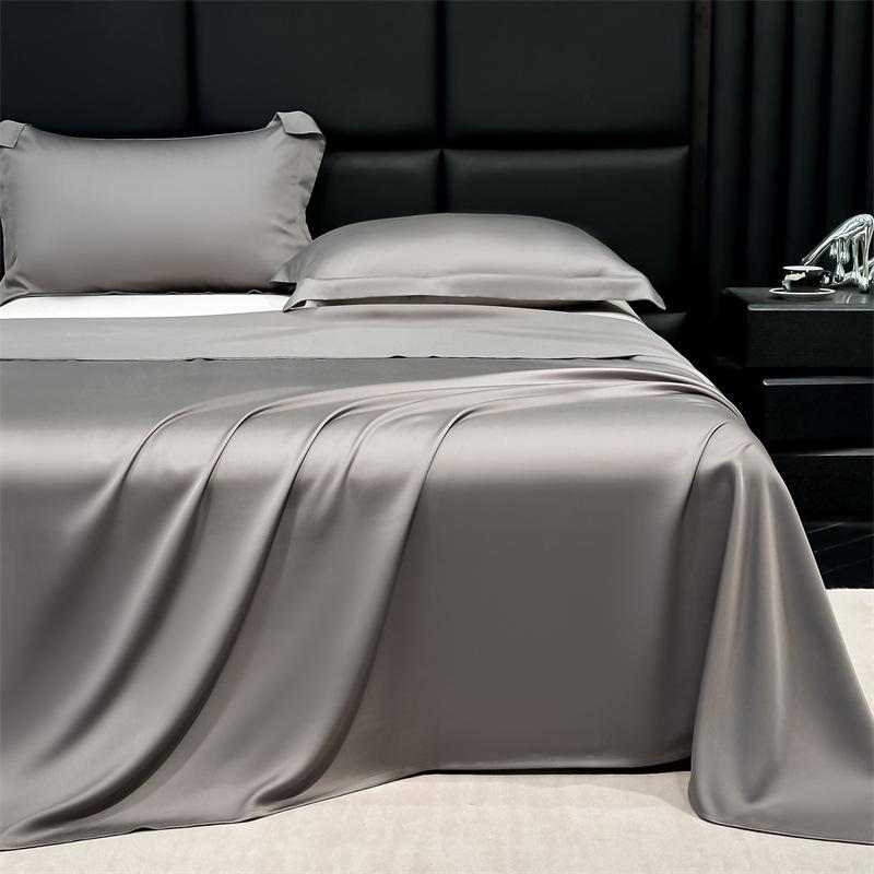 Solid Color Ice Silk Bed Sheet Set - Summer Cooling, Double/Single, Three-Piece, 2025 Edition