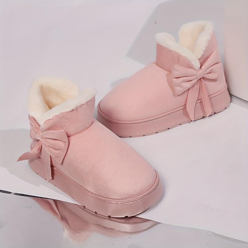 Zimní boty s plyšovou podšívkou Teplé dámské ležérní boty do půli lýtek Kulatá špička Plochý podpatek Nazouvací Zimní boty