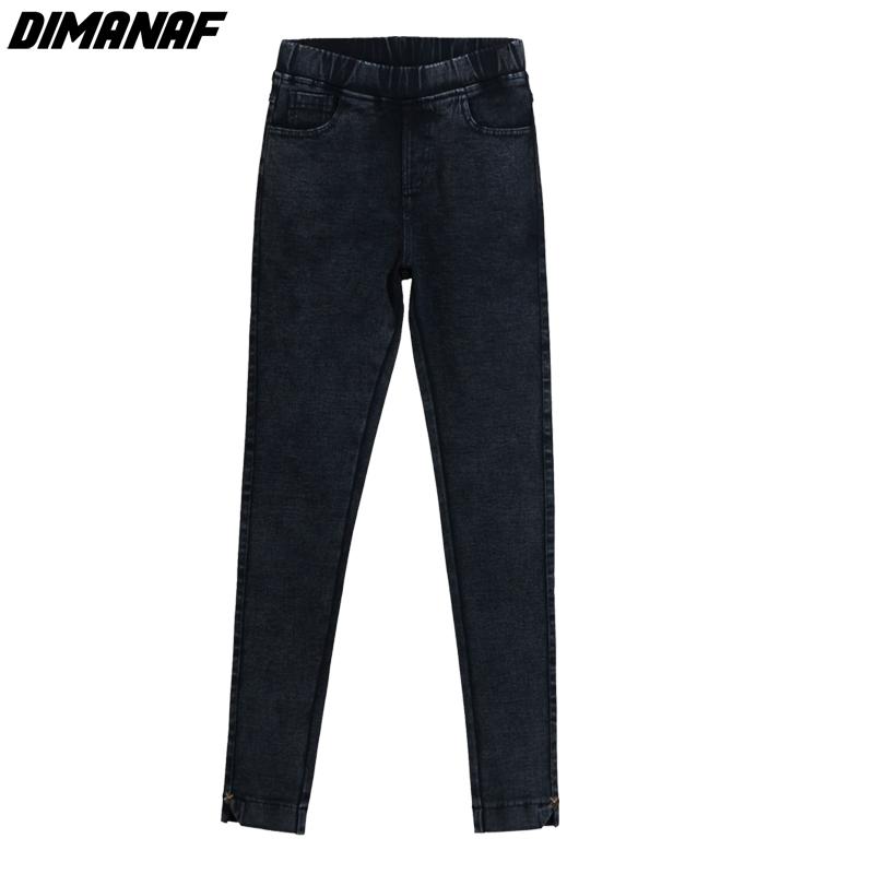 DIMANAF Plus Size Women Jeans Winter Pants Denim Pencil Female Elastic Basic Blue High Waist Trousers Oversize Fashion New Pants 4XL 5XL