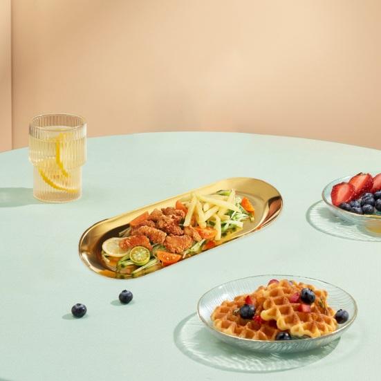 Placă de grătar din oțel inoxidabil, strălucire în oglindă, de calitate alimentară, sigură pentru mașina de spălat vase, gustare multifuncțională, desert, servire de mâncare cu legume