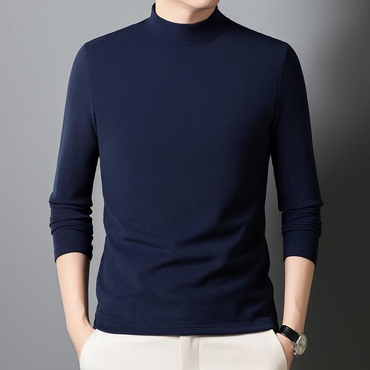 2025 Men s Base Layer Shirt: Silk Wool, German Velvet, Half-High Collar, Thickened Sweatshirt 3XL