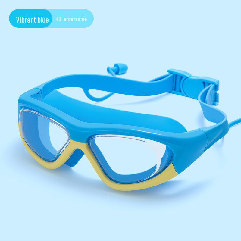 Children's Wide-Angle, Anti-Fog Swimming Goggles with Silicone Seal and Earplugs - High-Definition Waterproof Design for Boys and Girls