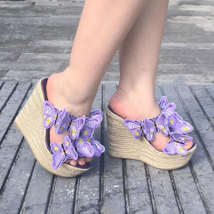 Fashion Shoes Peep Toe On A Wedge House Slippers Platform Women Heels Slides Summer High Transparent Sexy Super On A Wedge Slippers Wome