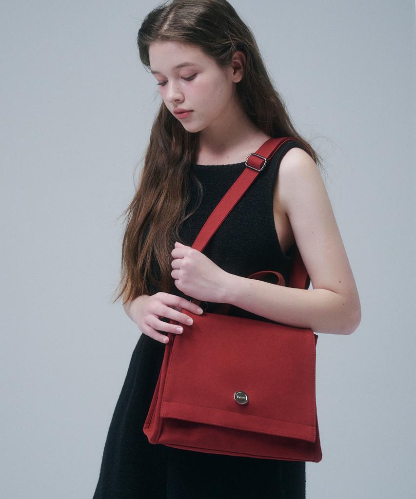 Iroco Margaret Suede Flap Bag_Red