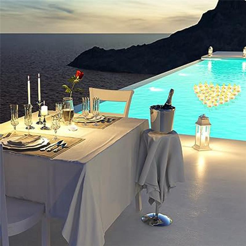 ABWR-48 Flameless Water Candles, Floating Water Electronic Candles, Wedding Party Pool Dinner Candles (Yellow Light) Easy To Use