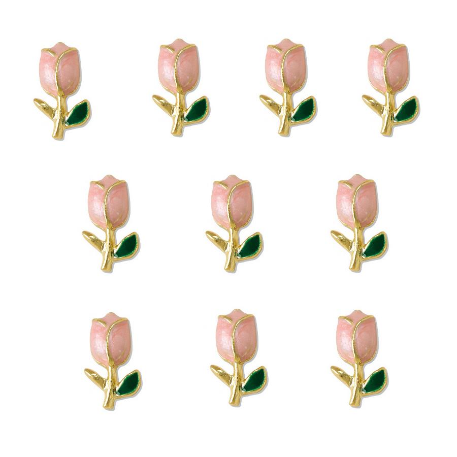 10Pcs Metal Tulips Nail Art Charms, 3D French Floral Flower Jewelry for Manicure Designs Decoration