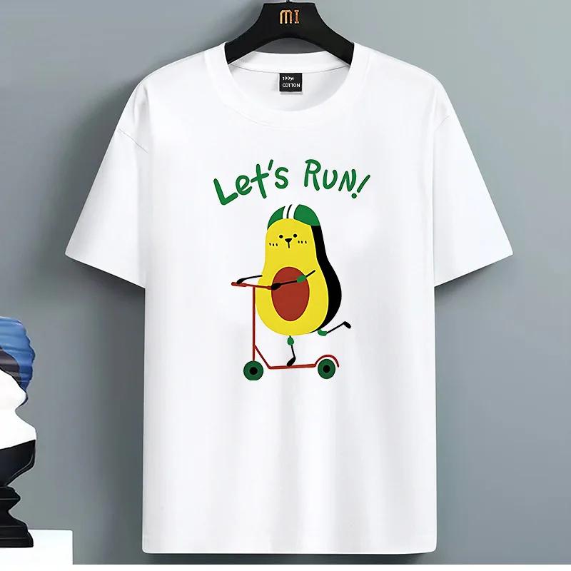 Cute Avocado Riding Scooter Graphic Tee Unisex Breathable Cotton Casual TShirt Trip Wear S