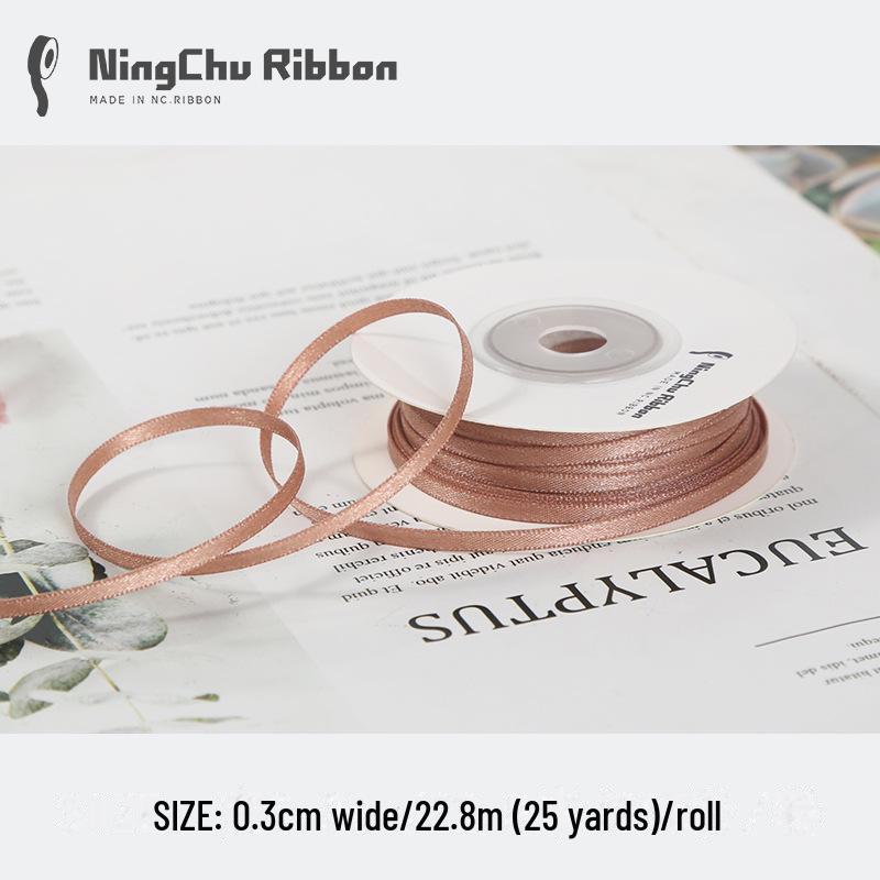 3mm Double-Sided Satin Silk Ribbon for DIY Gifts, Bows, Bouquets, and Baking Packaging
