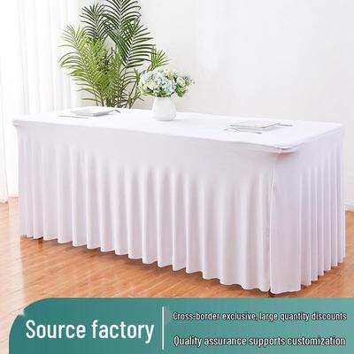 6FT Rechteckige Stretch-Tischdecke mit Quallenrock für Hochzeiten und Bankette