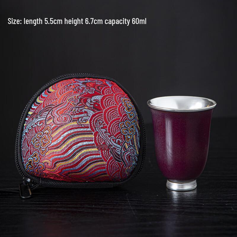 

Chaxun Guochao Gilded Silver Ceramic Master Tea Cup Gift Set