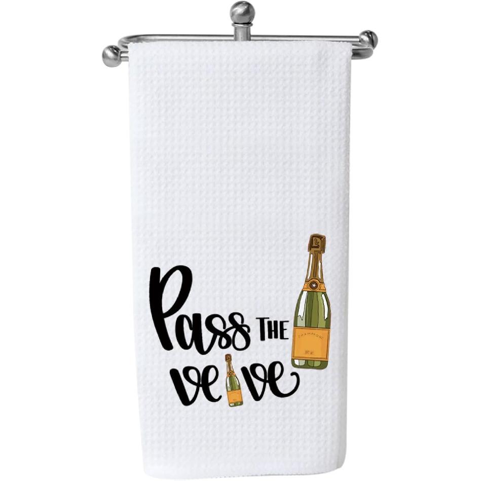 WCGXKO Funny Champagne Lover Gift Home Champagne Bar Decor Champagne Themed Flour Sack Kitchen Towel Dish Towel (Pass The Towel) Pass the Towel