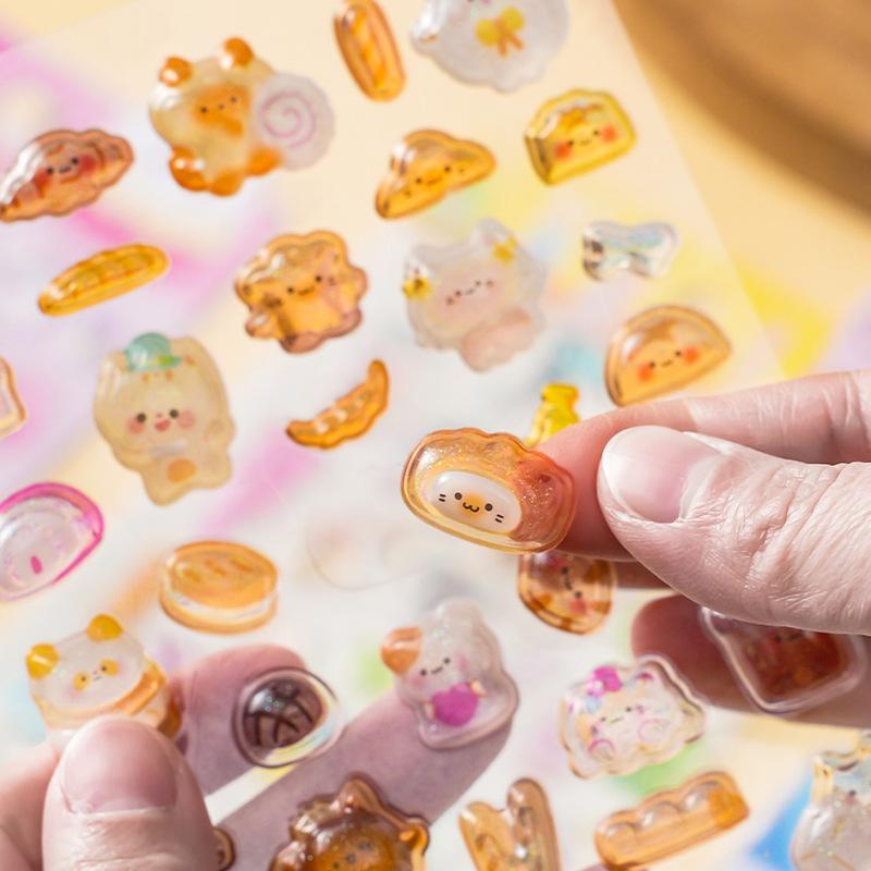 3D Sticker Glitter Crystal Glow In Dark Cartoon for Kids Creative Embossed Fun Decor Self Adhesive Assorted Color