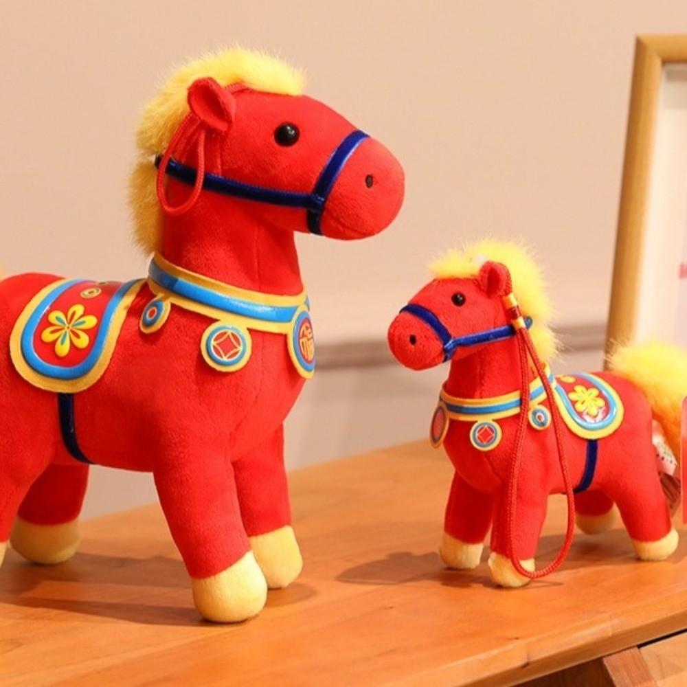 Soft Cartoon Horse Doll Mascot Dolls Stuffed Animal Decoration New Year Mascot  Home Display