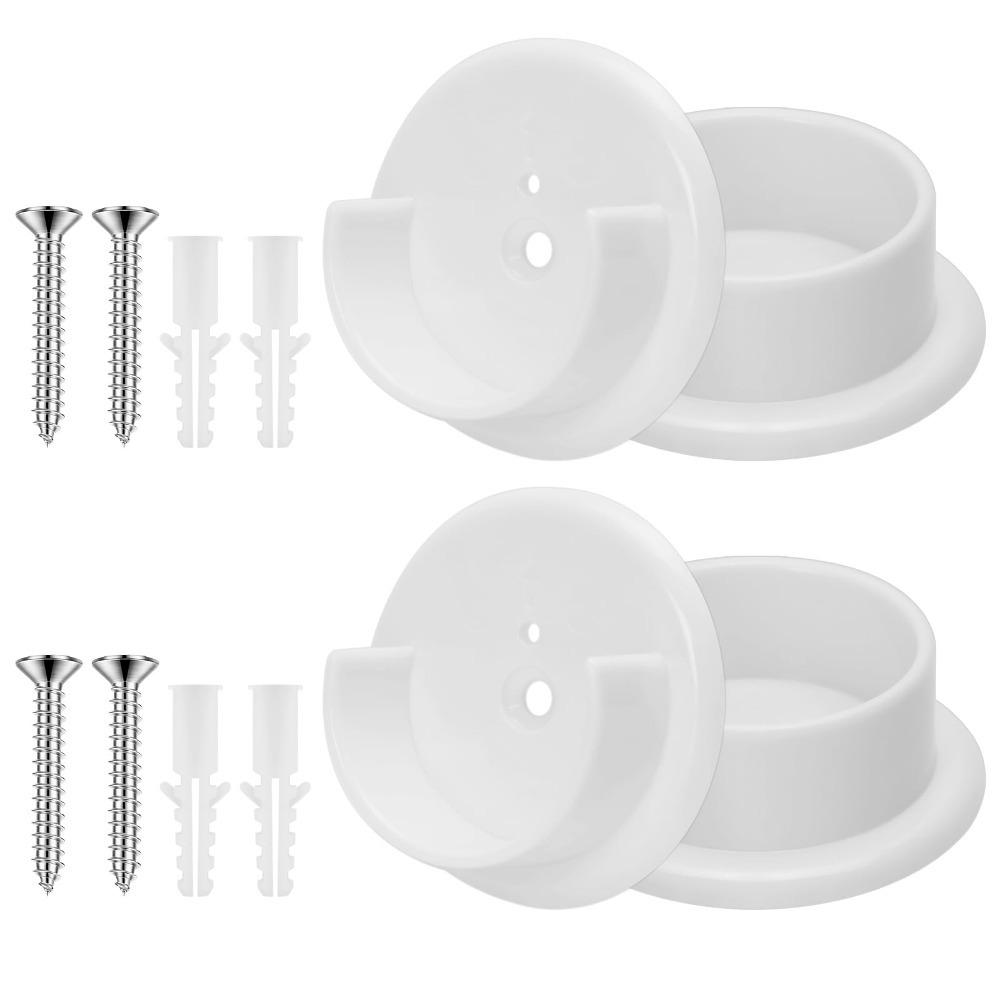 

2Pairs Solid Plastic Closet Pole Sockets With Screws Wardrobe Tube Support Closet Organization