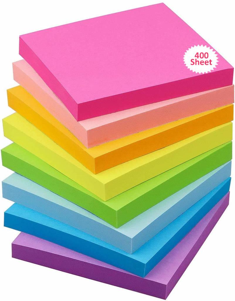 Ofixo 400 Sheets (5 Mix Color * 80 Sheets Each Color) Fluorescent Paper Self Adhesive Memo Pad Sticky Notes Bookmark Poi