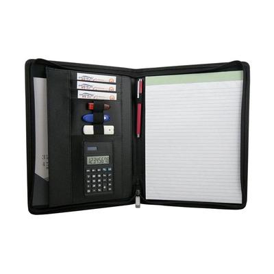 Carpeta de Negocios A4 de Cuero Sintético con Calculadora y Pinza
