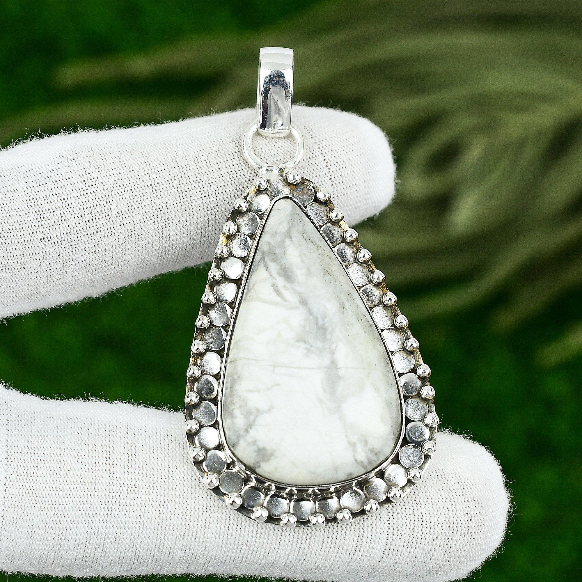 

Кулон-подвеска из стерлингового серебра 925 пробы, грушевидный, натуральный гаулит, с креплением-безелем, для подарка на день рождения, маме, украшение