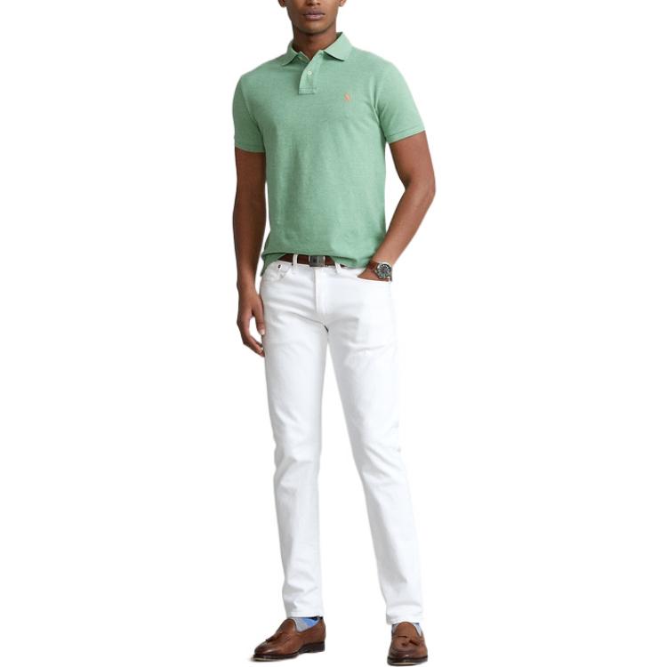 Polo Ralph Lauren SS22 Slim Fit Mesh Solid Short Sleeve Polo Shirt Men Tops Green MNPOKNI1N821551-300
