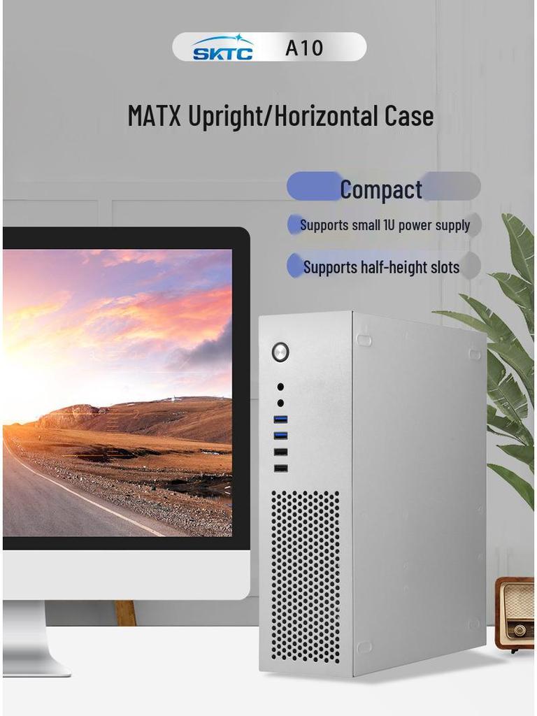 SKTC A10 Mini Horizontal/Vertical MATX 24x24 Motherboard 1U PSU 7.3L HTPC Computer Case