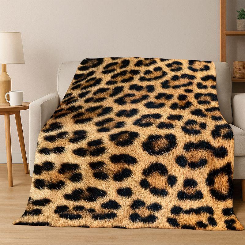 Luxuriöse Leopard-Tiger-Print-Tierfell-Flanell-Decke Weiche Warme Überwurfdecke für Schlafzimmer Wohnzimmer Bett Reise Camping Geschenk