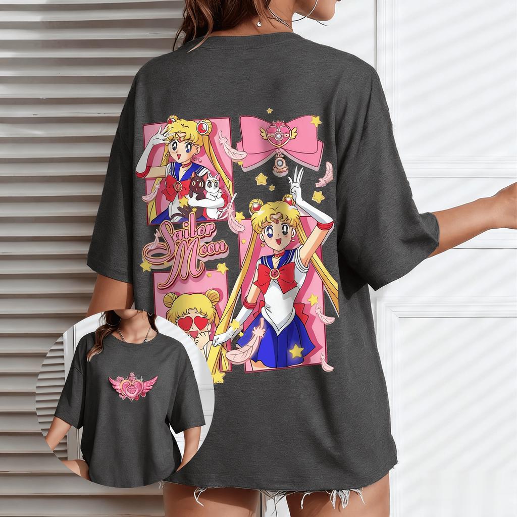 2026 New Sailor Moon Anime Printed Short Sleeve Tshirt Unisexs and Womens Tshirt Unisexs Top Sports Tshirt Harajuku Y2K Tee