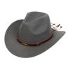 Women Men Western Cowboy Hat, Wide Curved Brim Felt Cowgirl Hat, Vintage Jazz Riding Hat, Removable Hat Belt, Head Circumference 56‑58cm