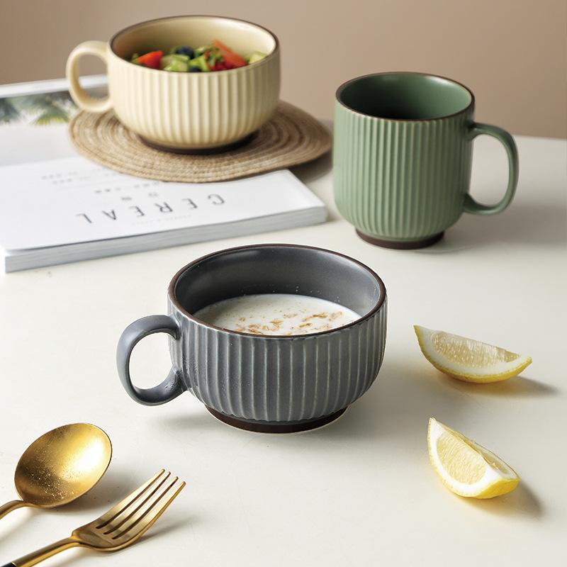 Kunhou Simple Large-Capacity Household Ceramic Drinking Cup Office Coffee Cup Oat Cup Breakfast Cup