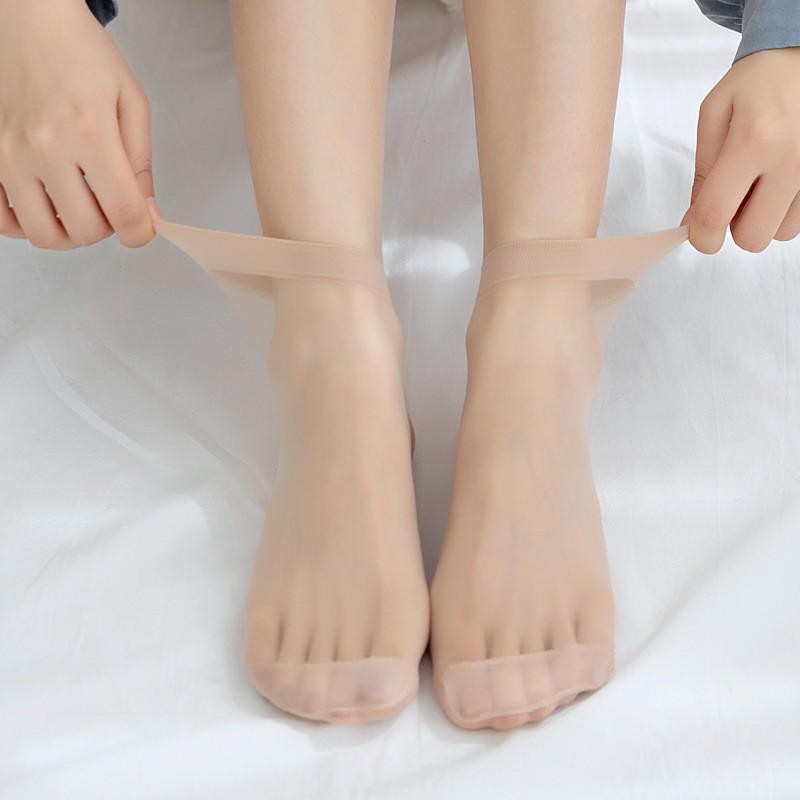 Damen Kristall Kurze Strümpfe – Frühling/Sommer Dünn, Verschleißfest, Anti-Haken, Schwarz & Nude Baumwolle, Nahtlose Unsichtbare Mid-Tube Socken.