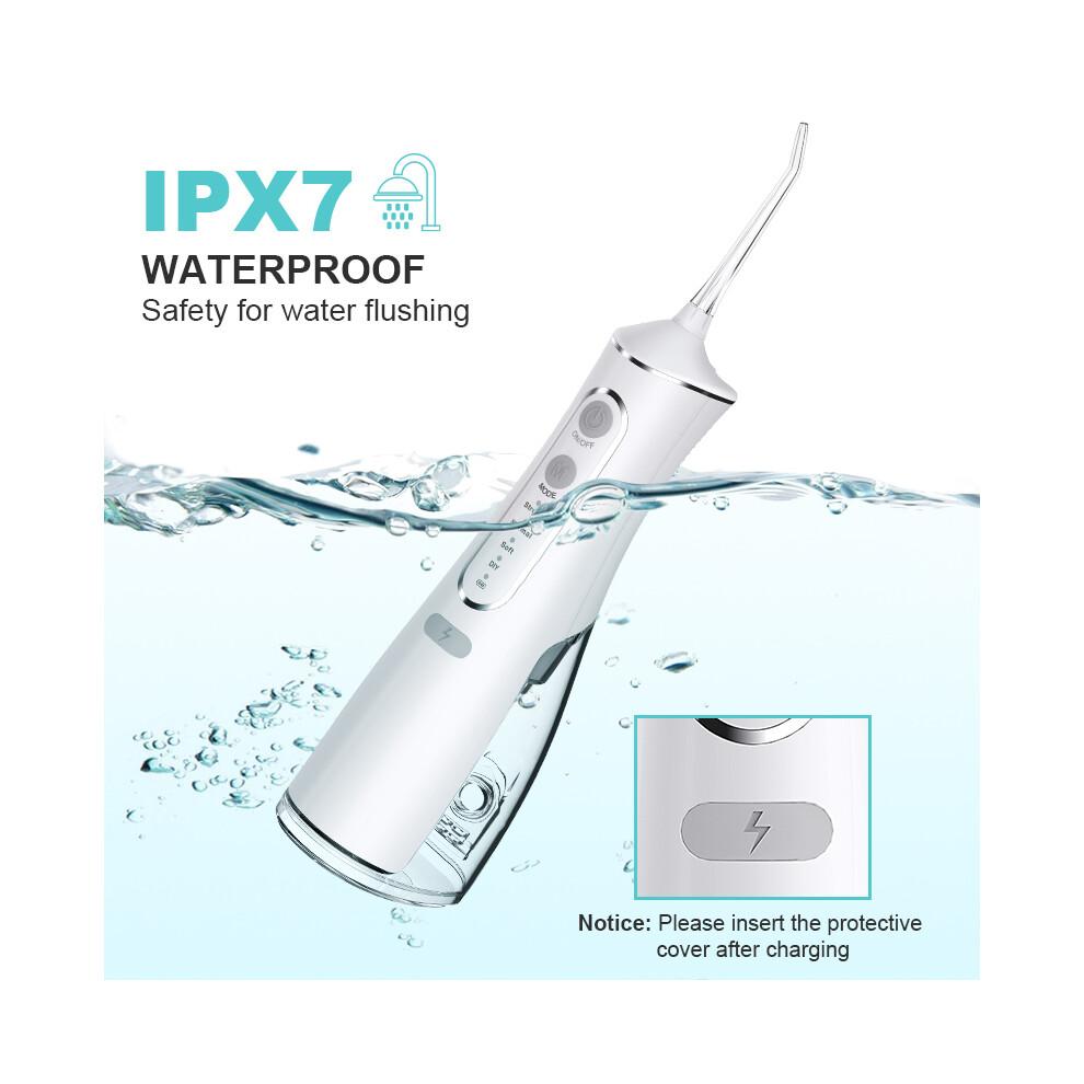 Cordless Water Flosser Dental Oral Irrigator 5 Jet Tips 300ml 4 Mode DIY Intelligent Waterproof IPX7 White