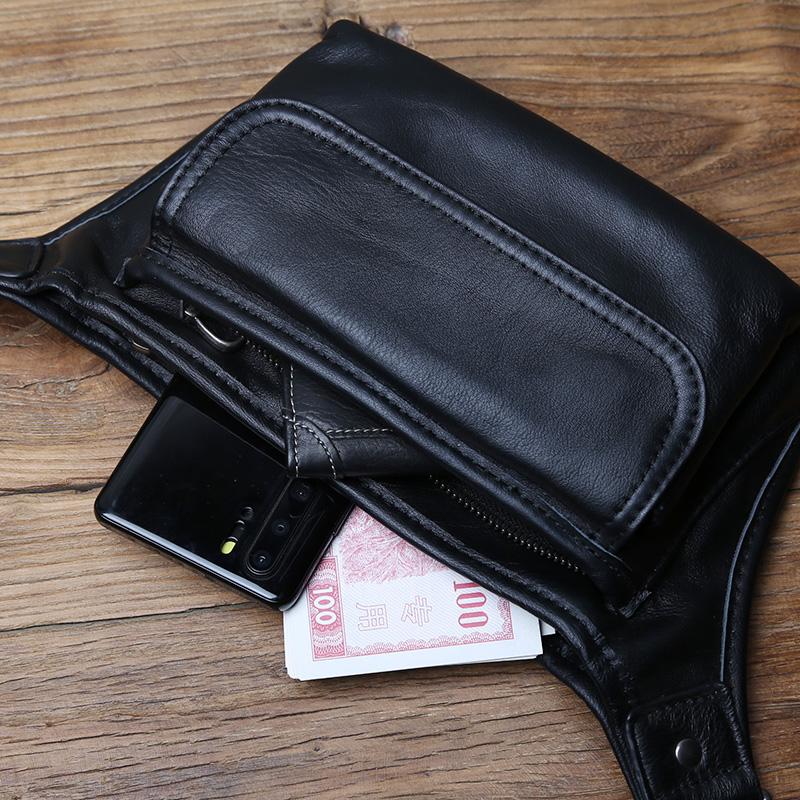 NZPJ Herren Echtleder Bauchtasche Erste Schicht Leder Lässige Brusttasche Weiches Leder Ein-Schulter Crossbody Tasche Mann Gürteltasche