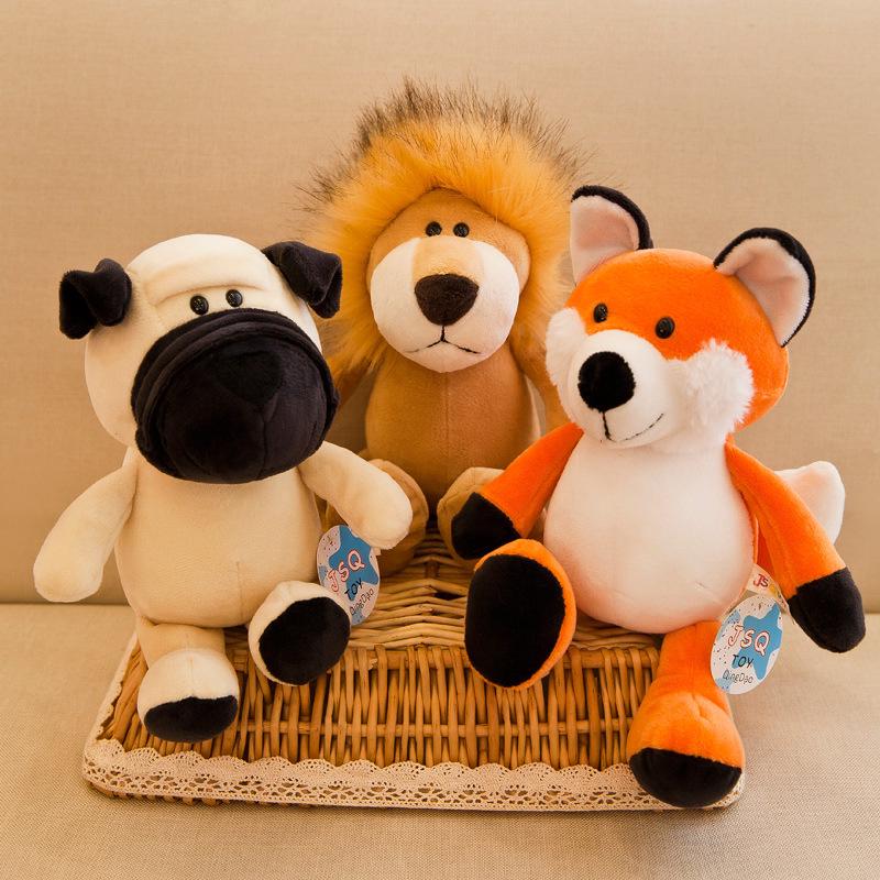 8" Cartoon Forest Animal Plush Toys: Elephant, Lion, Fox, Raccoon - Small Custom Cloth Dolls