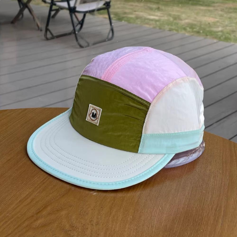 

5 Panel Baseball Cap For Men Women, Colorblock Embroidered Letter Nylon Quick Dry, Ideal for Running Outdoor Daily Casual Sport розовый
