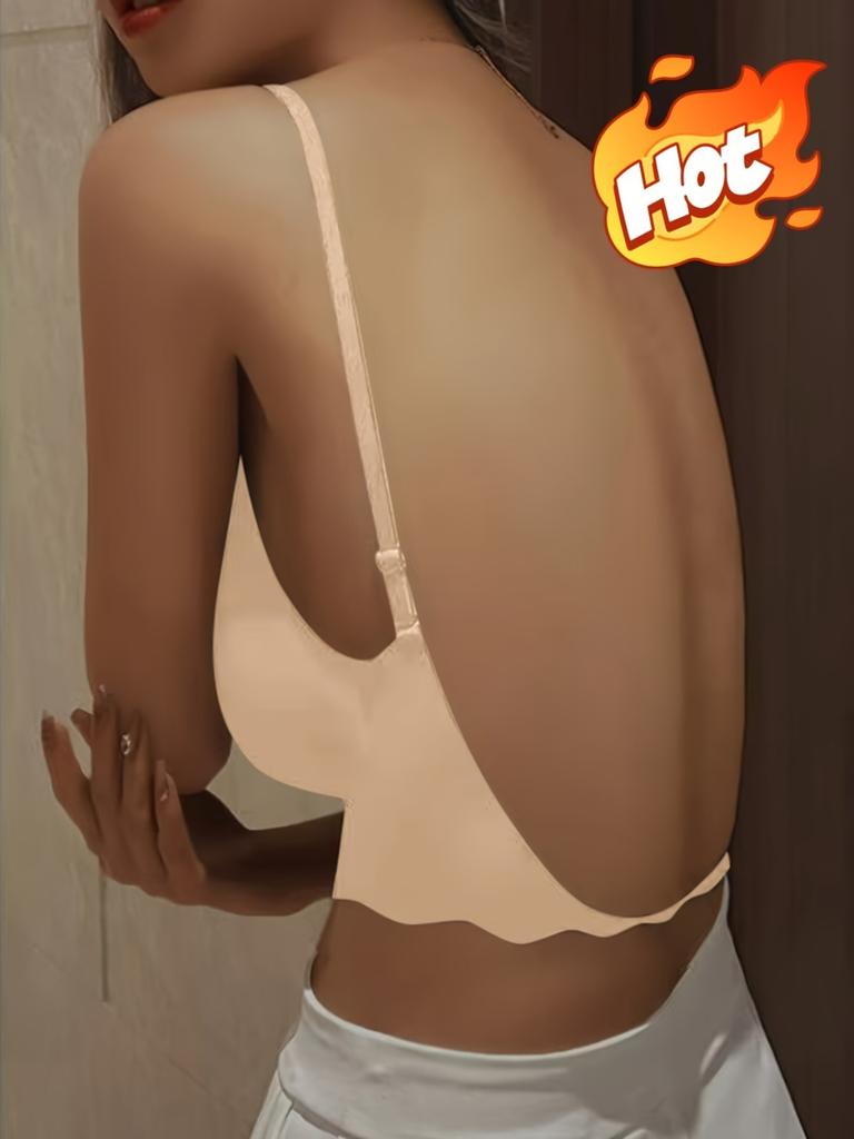 U-shaped Backless Lingerie for Women, Gathered with Chest Cushion, Worn with Hollowed Out Vest, One-piece Seamless Backless Sexy Bra