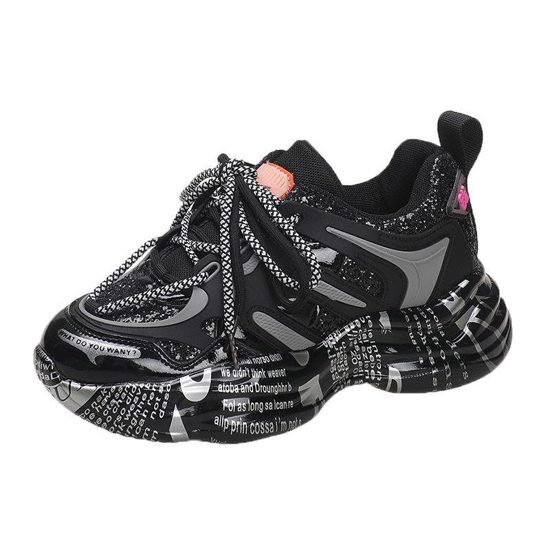 

Daddy shoes sneakers women s 2025 autumn and winter Internet celebrity tide shoes round head lace-up muffin sole casual shoes women s explosion 35 чёрный