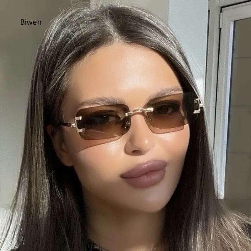Square Rimless Sunglasses Women Europe And The United States Fashion Modern Glasses With Street Shot Fashionable Sunglasses