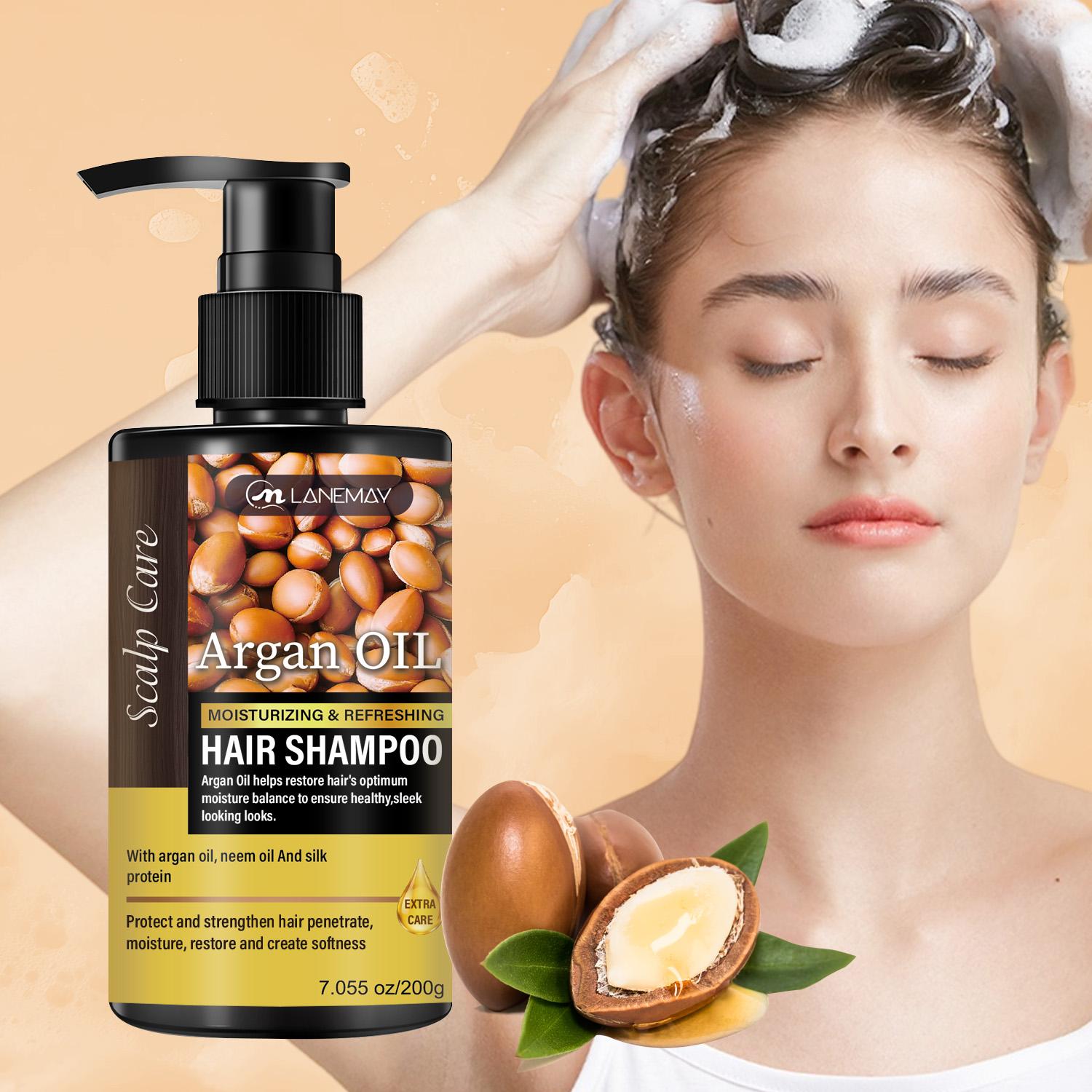 Argan Oil Hair Shampoo-Deep Cleaning, Moisturizing And Refreshing Hair-Herbal Essence Refine Hair Formula-Hair Easy To Comb-200g