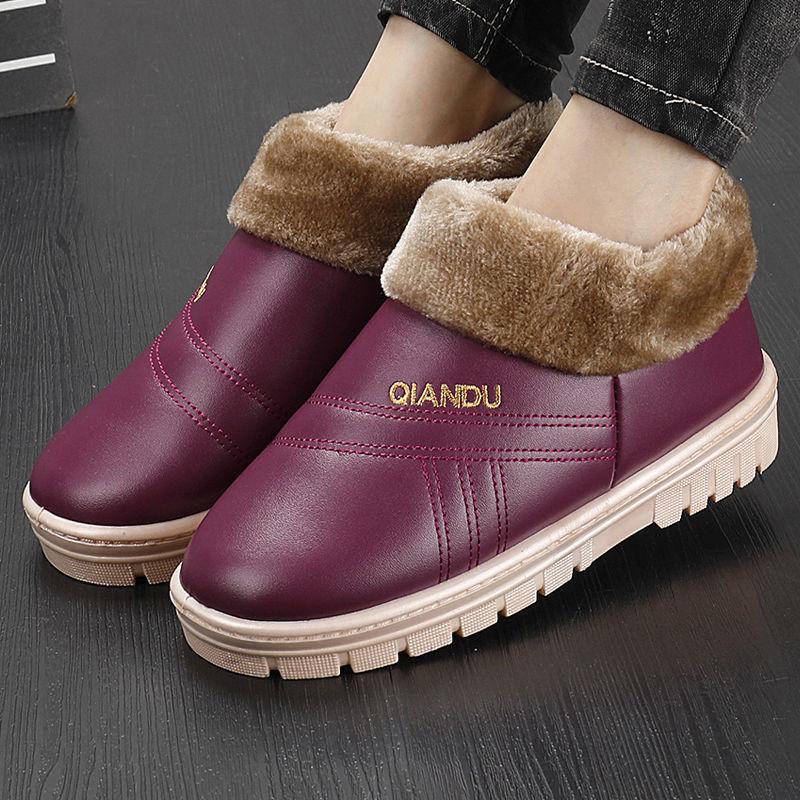 Zapatos de algodón de invierno para mujer, botas cálidas y cómodas, botas antideslizantes impermeables de suela gruesa para el hogar