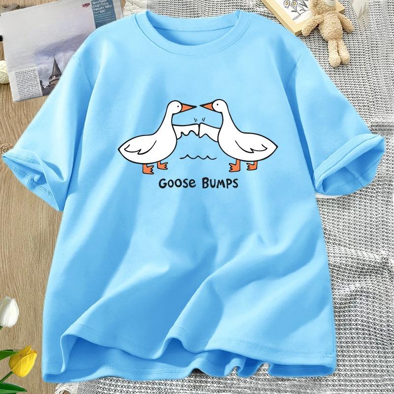 Silly Goose Bumps T Shirt for WOMEN Unisex Funny Cotton Printed Tshirt Summer Short Sleeve Loose Oversized Tees Unisex Streetwear