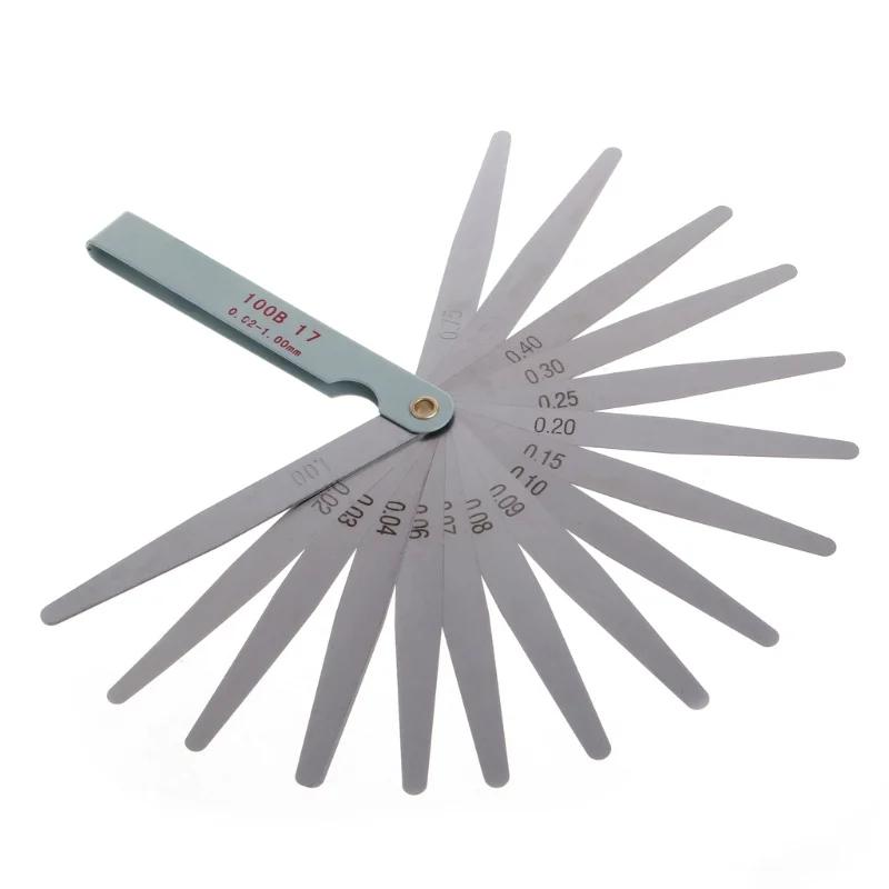 17 Blades Metric Feeler Gauge 0.02-1.00mm Engine Valve Adjustment Gap Filler Measurement Tool for Automotive Repair