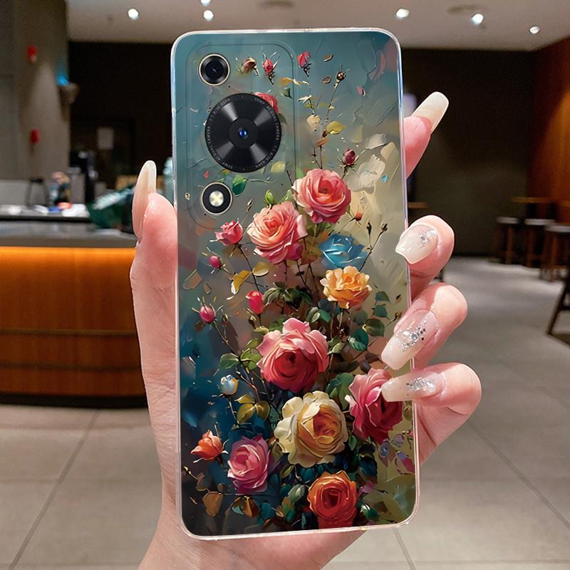For Huawei Nova Y63 Case NovaY63 Y 63 Phone Cover Clear Silicone Fashion Flower TPU Soft Cases for Huawei Nova Y72s Back Shells