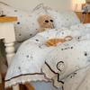 Korean French Style Hollow Lace Puff Cotton Bedding Set, Girly Duvet Cover - Available As 4-Piece or 3-Piece Set