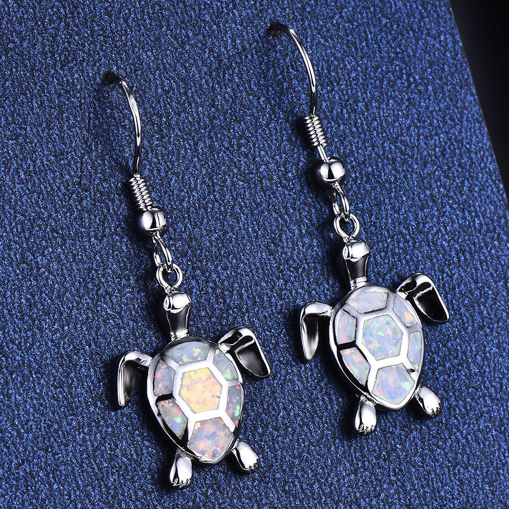 Wish white opal earrings sea life turtle cute small earrings simple small fresh