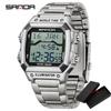 Fashion Sanda 2172 2173 Men's Digital Watch Waterproof MultiFunctional Full Stainelss Steel Golden LED Display Stylish & Durable