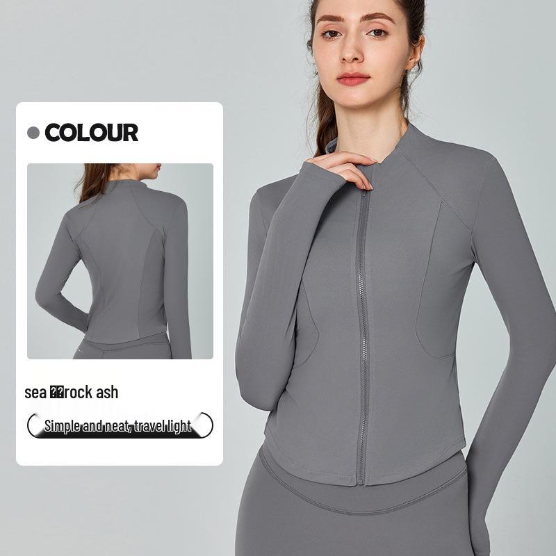 

Европейская и американская одежда для йоги облегающего кроя: Женский кардиган на молнии с длинным рукавом для бега и фитнеса осенью и зимой. Extra Large