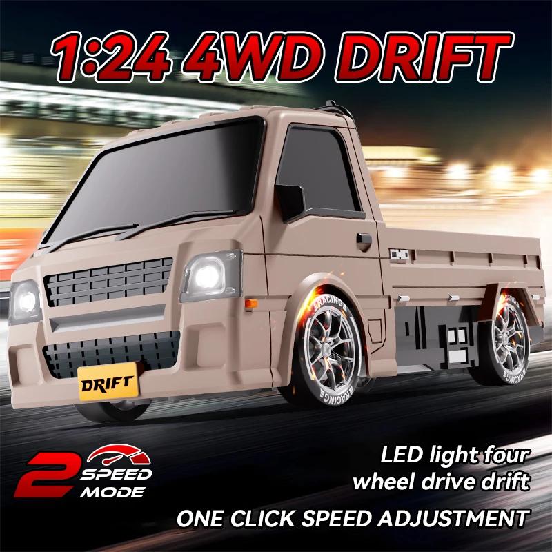 2.4G 1/24 Rc Racing Drift Small Delivery Truck With Lights Remote Control Four-Wheel Drive Off-Road Car Kids Toys Boys Gifts
